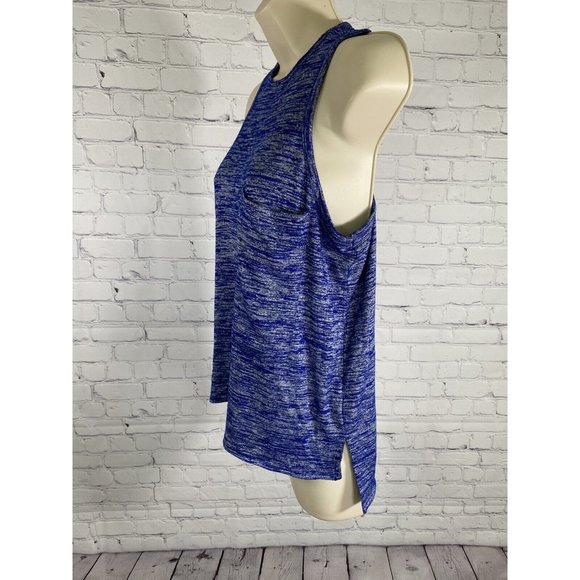 Rag & Bone Blue White Pullover Sleeveless Knit Front Pocket Athletic Tank Top S - Picture 3 of 9